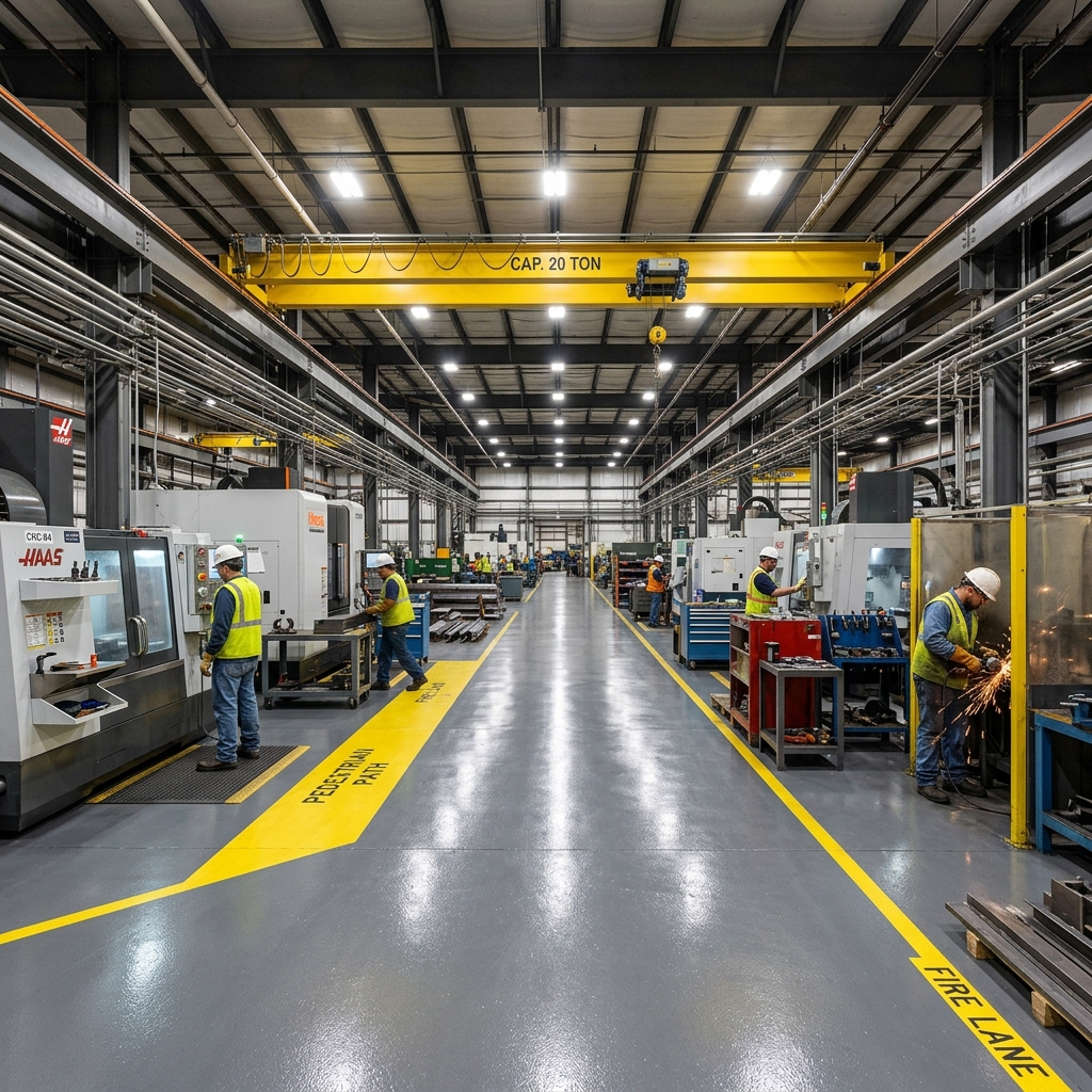 Manufacturing and machine shop floor coating