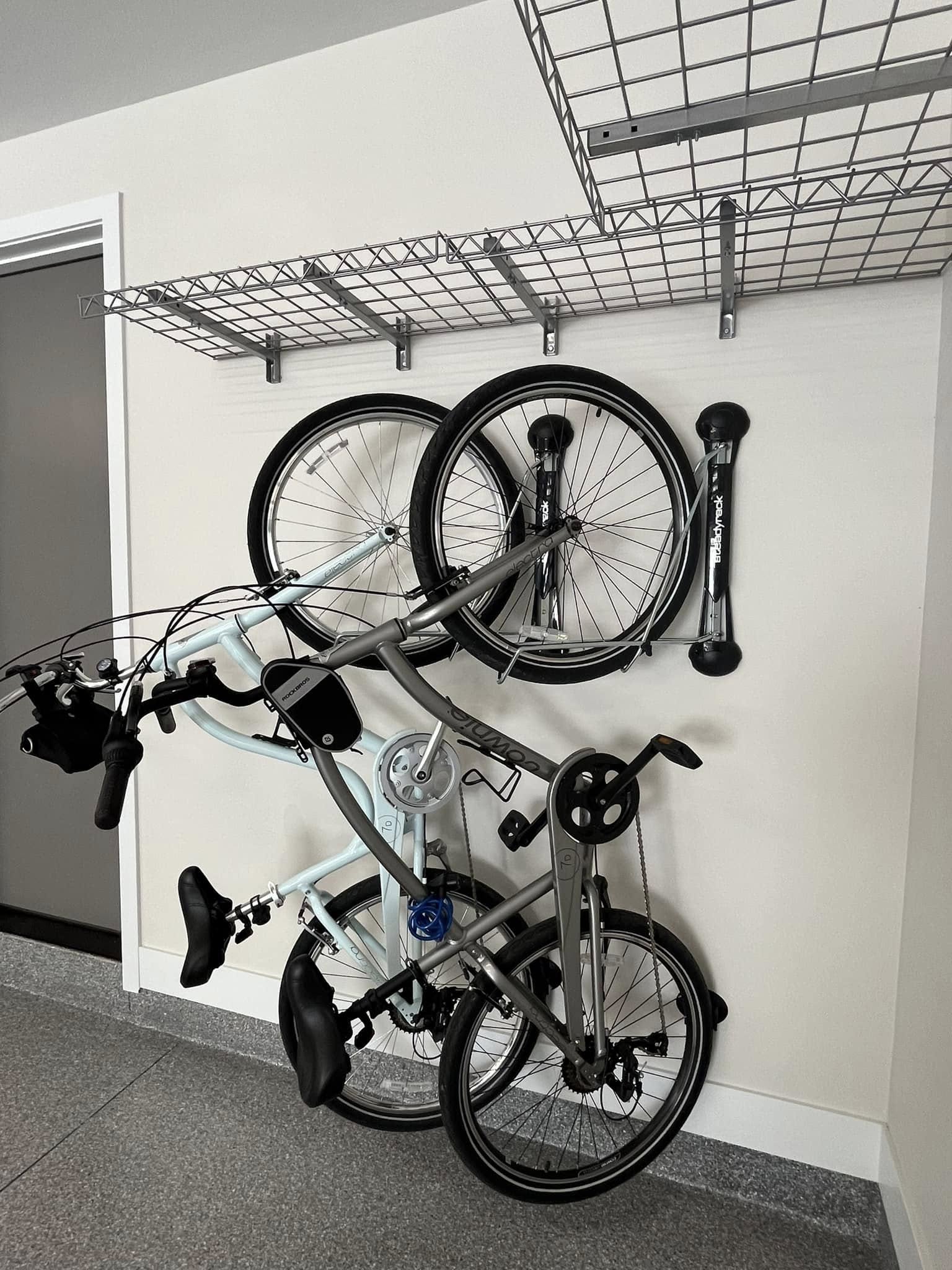 Garage slatwall storage with bicycles and accessories